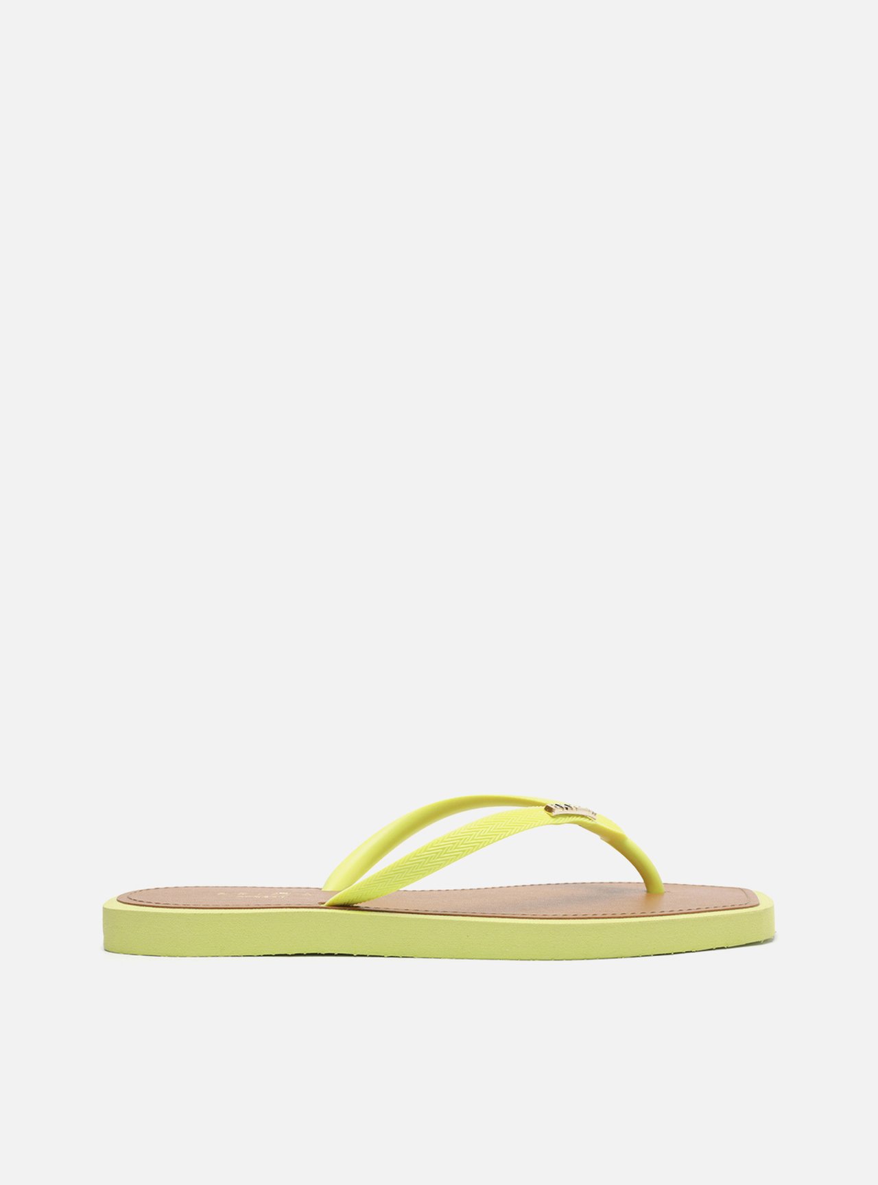 Chinelo de Dedo Amarelo Square Palmilha Marrom — foto 1