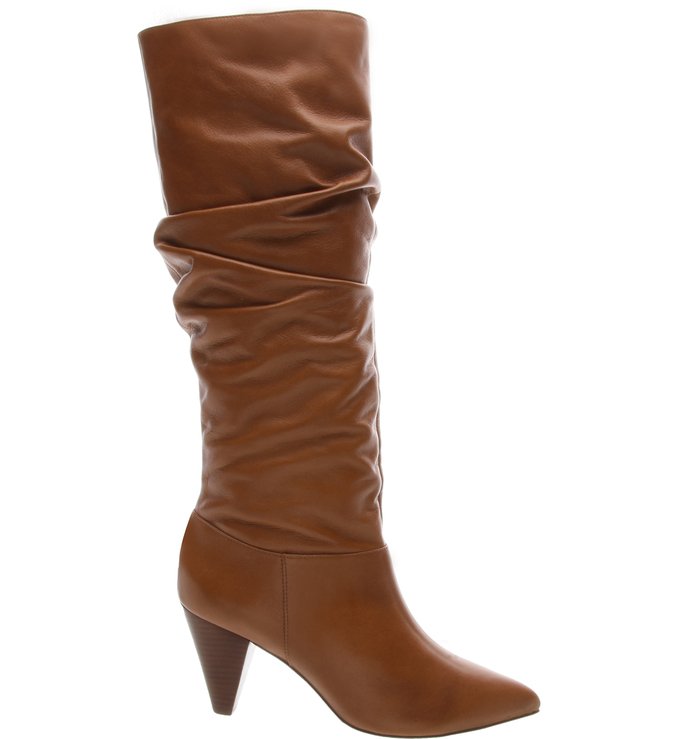 Bota Slouch Couro Salto Bloco Chiva