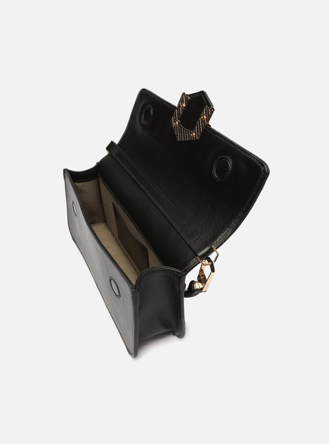 Bolsa Tiracolo Preta Couro A001 Média