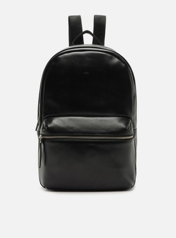 Mochila Preta Couro Grande Básica