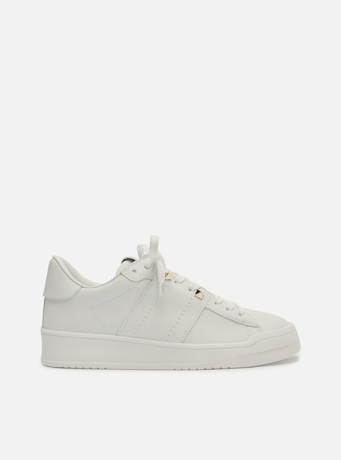 Tênis Branco Couro Detalhe Lateral
