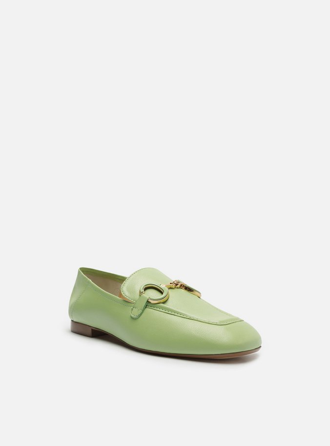 Mocassim Verde Couro Bridão Metálico