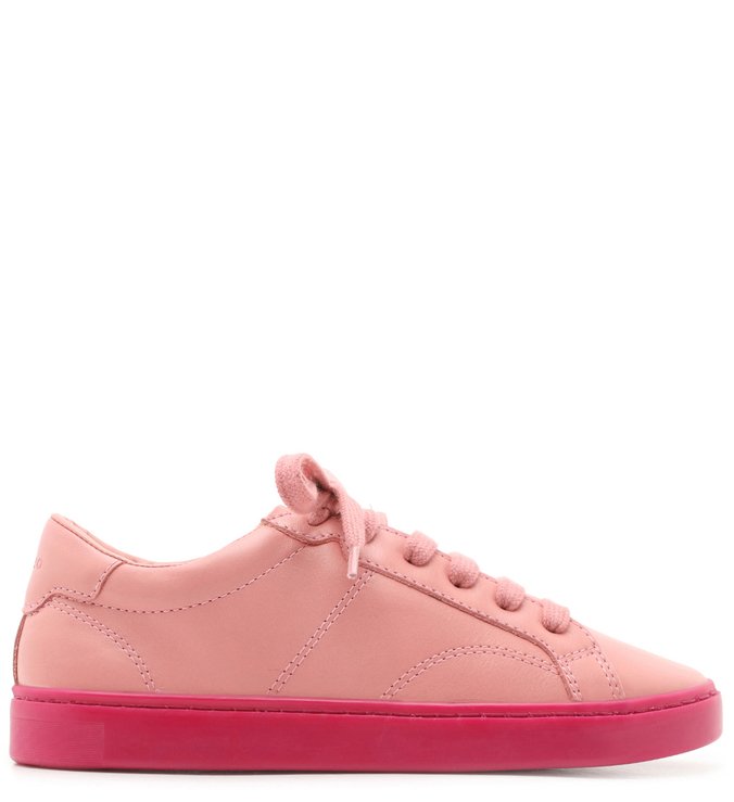 Tênis Amarração Rosa Couro Sola Alta Flower Pink