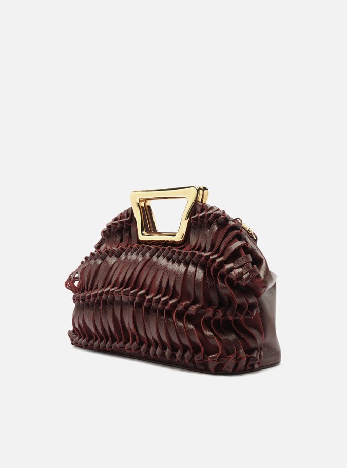 Bolsa Tiracolo Vinho Couro Média Alça Metal