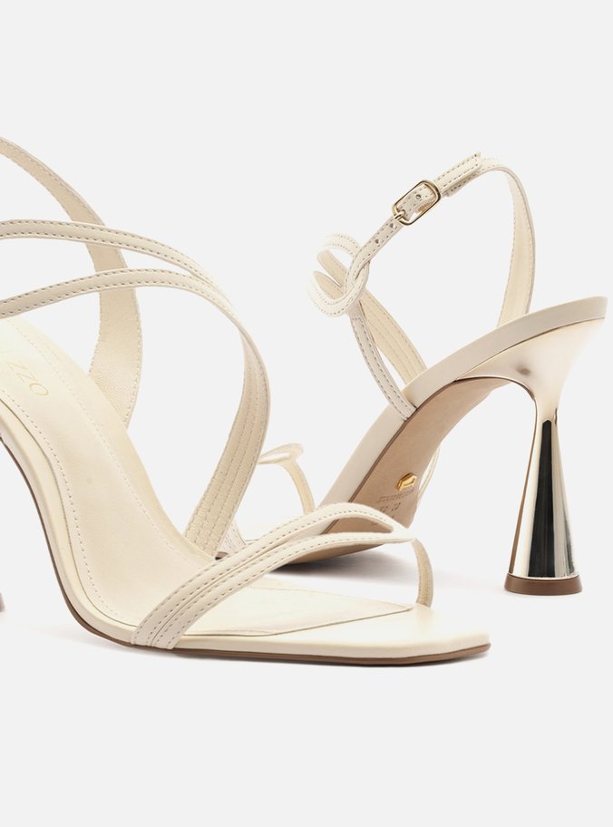 Sandália Off-White Salto Alto Ampulheta