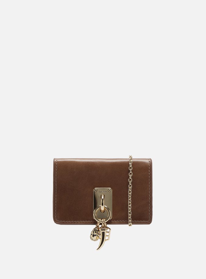 Bolsa Tiracolo Marrom Couro Pequena Metal Charms