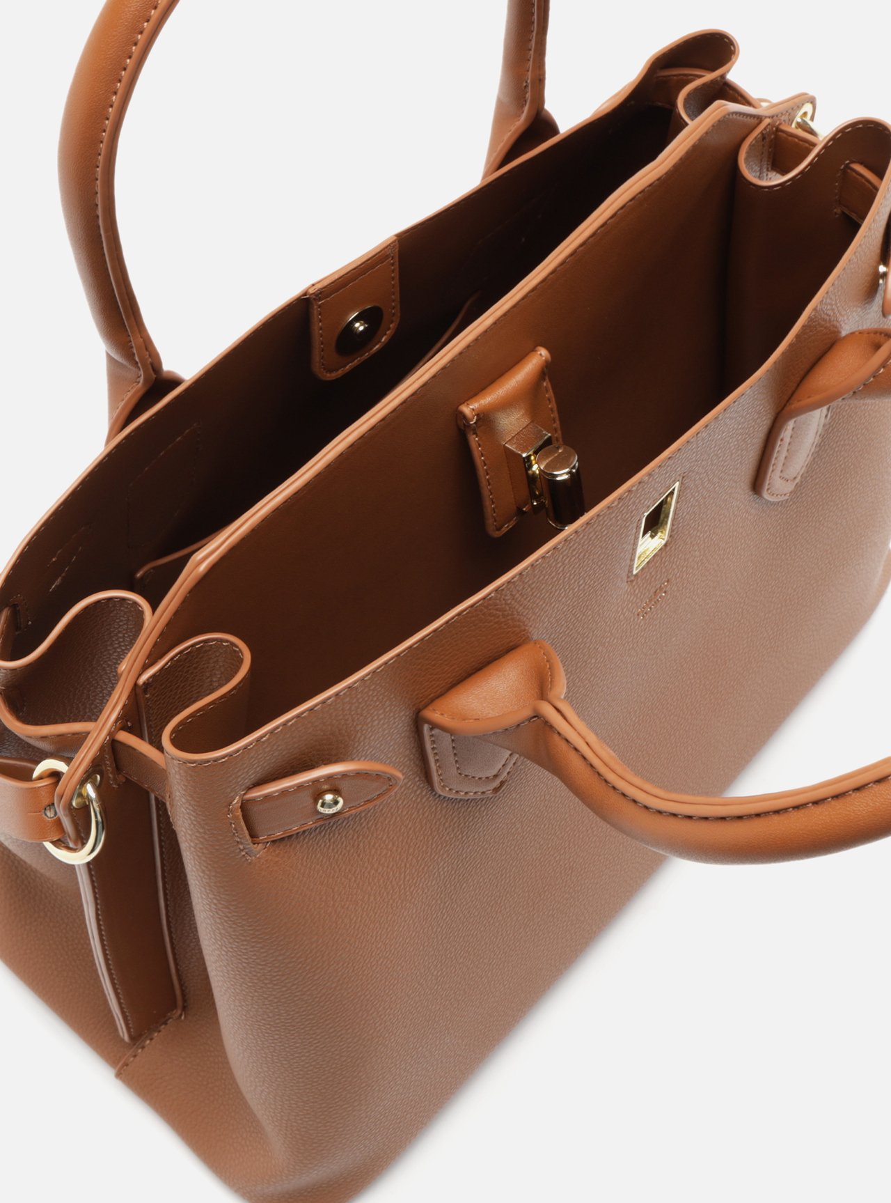 Bolsa Tote Marrom Grande Encaixe Metal — foto 4