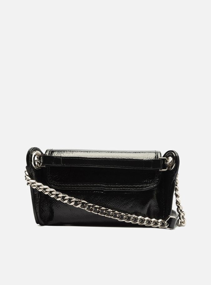 Bolsa Tiracolo Preta Couro Shine Pequena