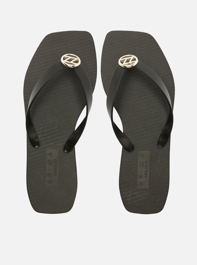 Chinelo de Dedo Preto Square Metal Brizza