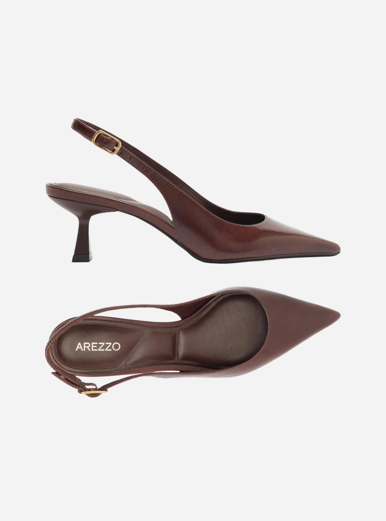 Scarpin Marrom Couro Salto Fino Slingback — foto 5
