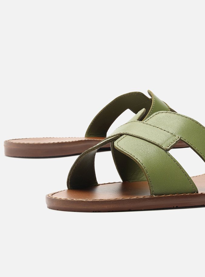 Rasteira Verde Couro Slide Light Citrus