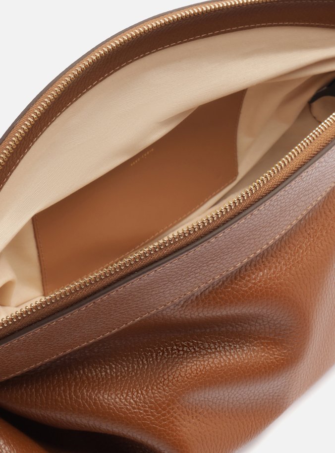Clutch Marrom Couro Média Moderna