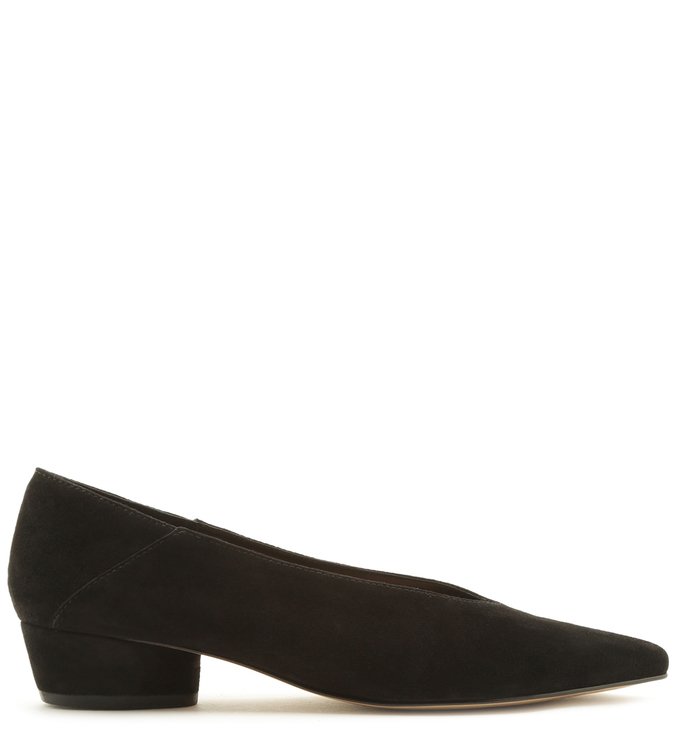 Scarpin Arezzo Touch Suede Salto Baixo Bico Fino Preto