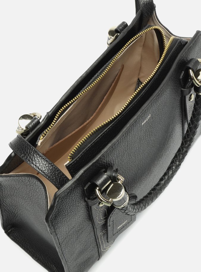 Bolsa Tote Preta Couro Piazza Bordado Grande