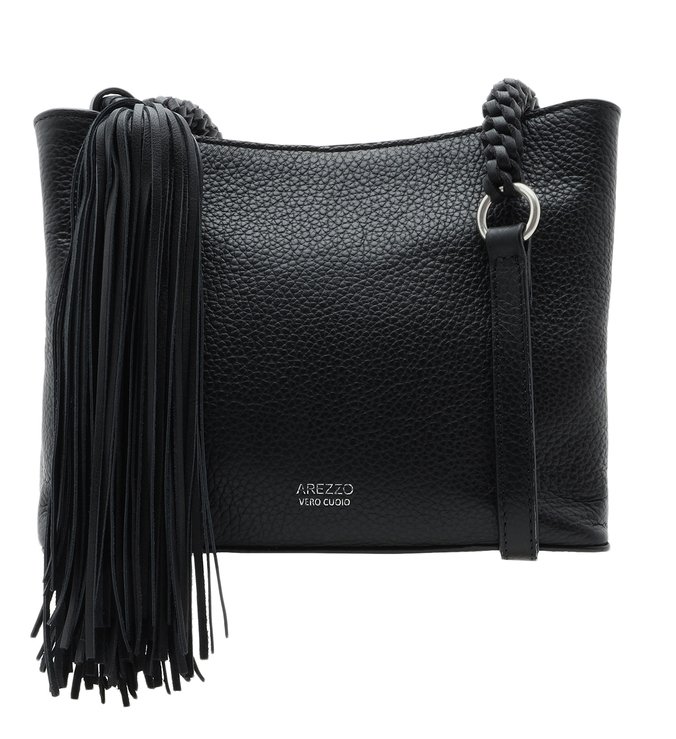 Bolsa Tiracolo Couro Cecília Média Preta