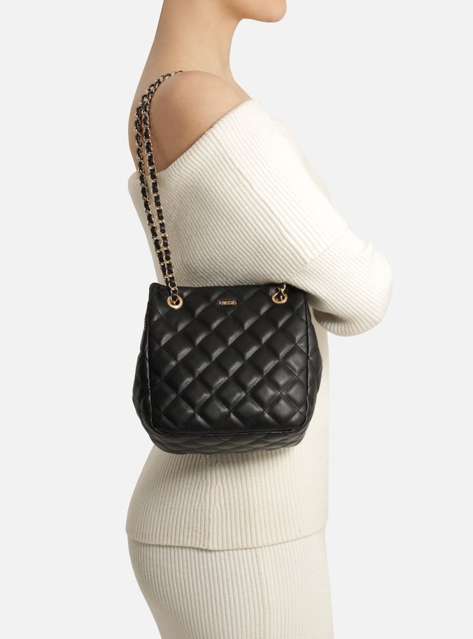 Bolsa Shopping Preta Matelassê Grande Corrente