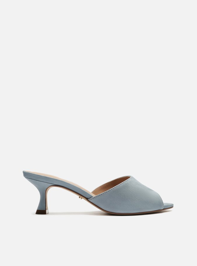Mule Azul Nobuck Bico Folha