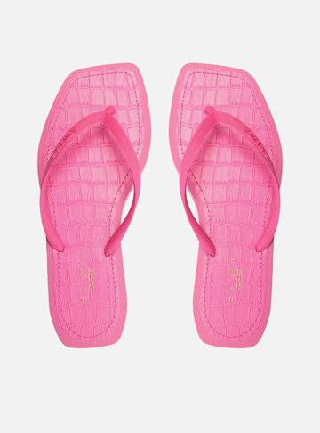 Chinelo de Dedo Rosa Square Palmilha Croco