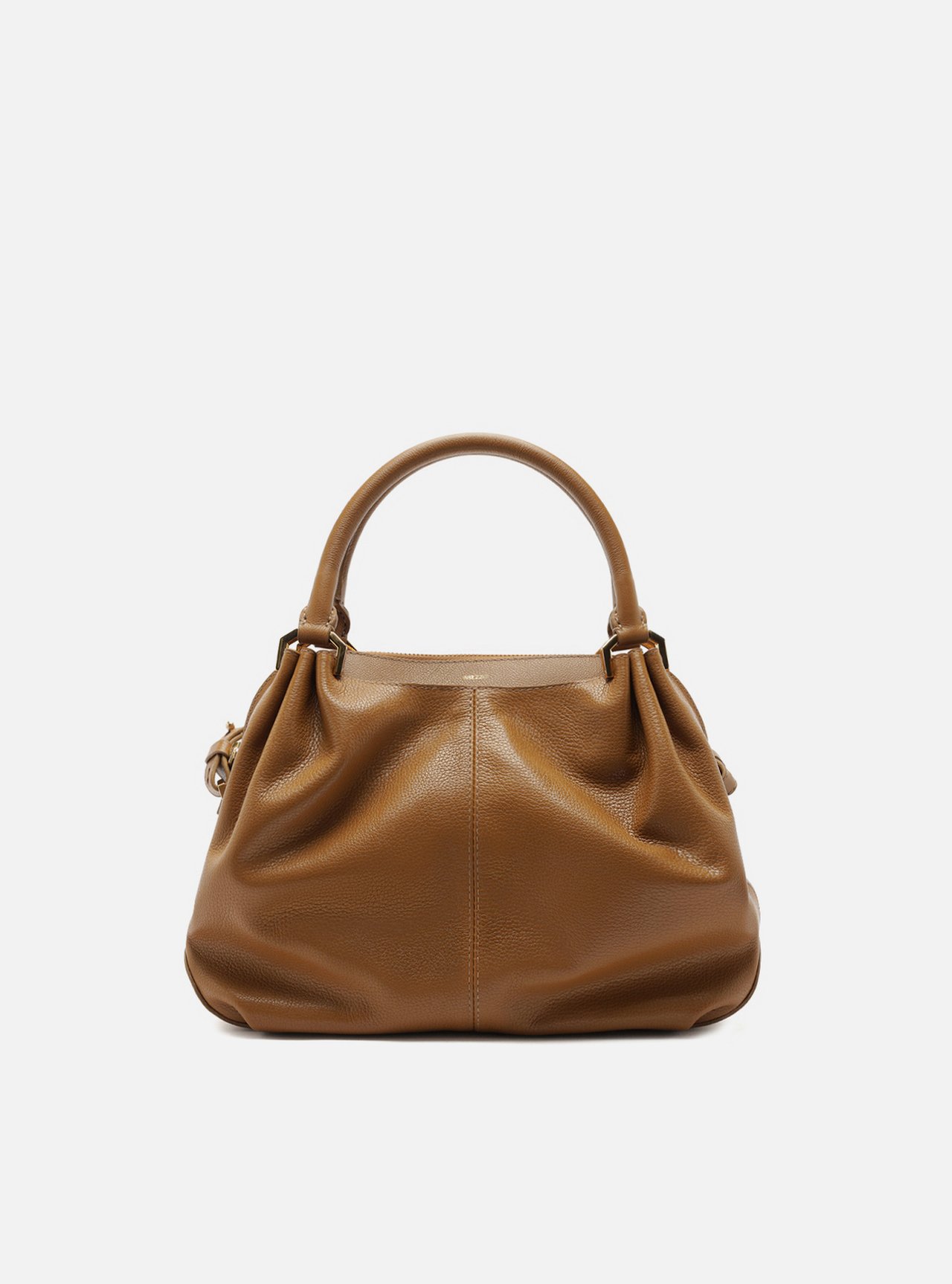 Bolsa Tote Marrom Couro Grande Franzida — foto 1