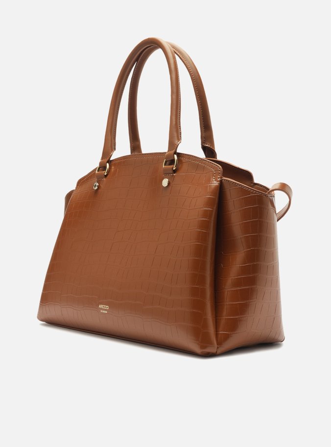 Bolsa Tote Marrom Croco Grande Textura