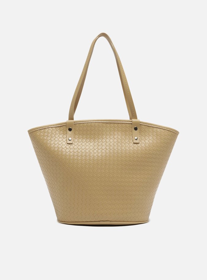 Bolsa Shopping Bege Tressê Grande Bolso Frontal