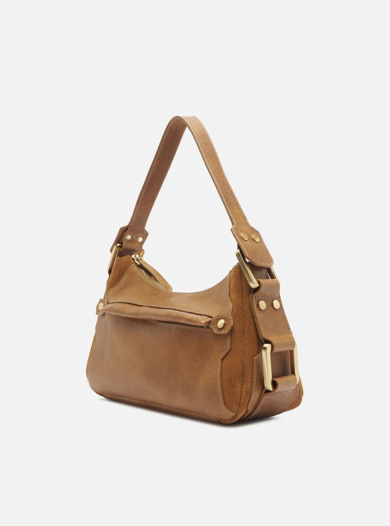 Bolsa Tiracolo Marrom Claro Couro Gretha Média — foto 2