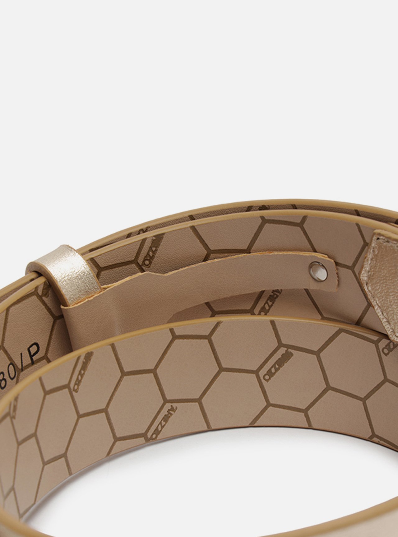 Cinto Cintura Dourado Couro Fivela Hexagonal — foto 5