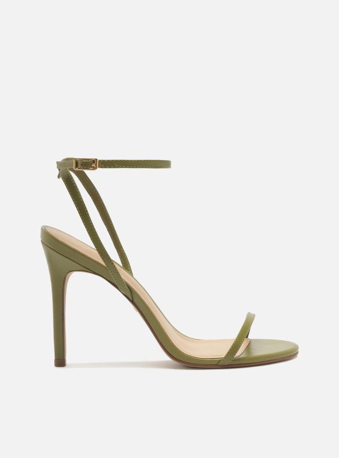 Sandália Verde Salto Alto Fino Minimal