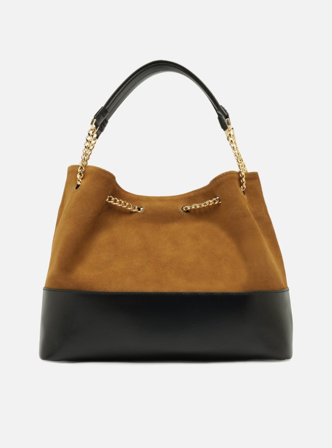 Bolsa Bucket Marrom Couro Acamurçado Grande