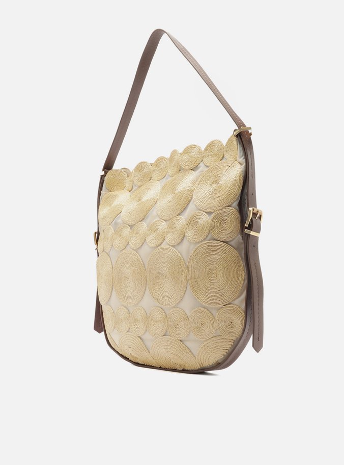 Bolsa Hobo Bege Ráfia Grande Circle
