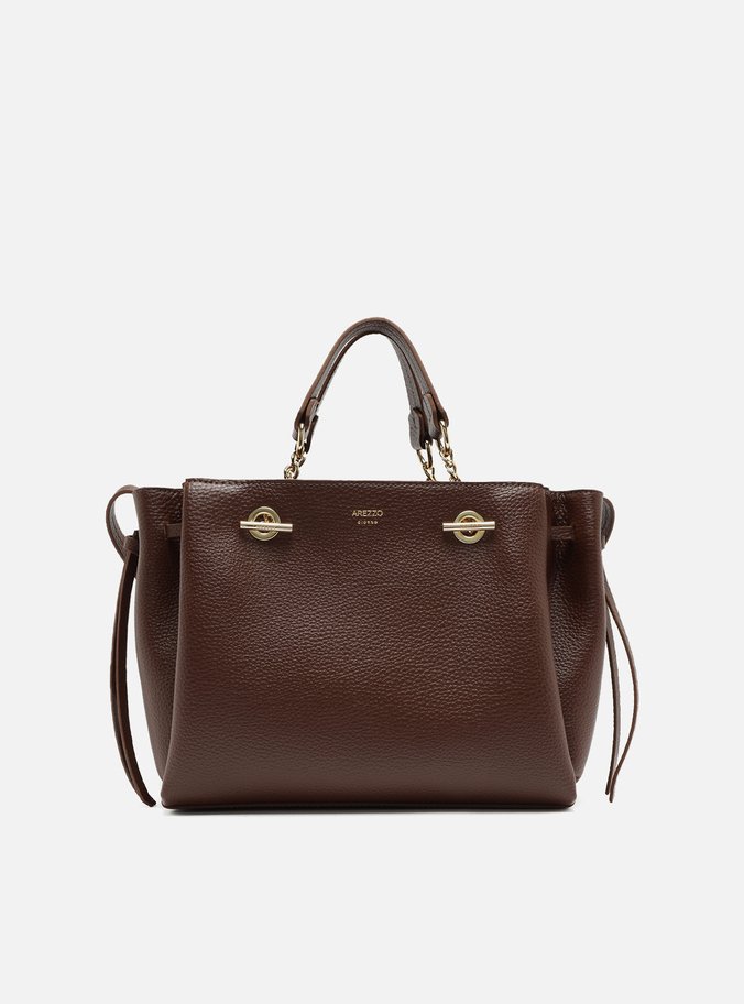 Bolsa Tote Marrom Média Detalhe Tiras