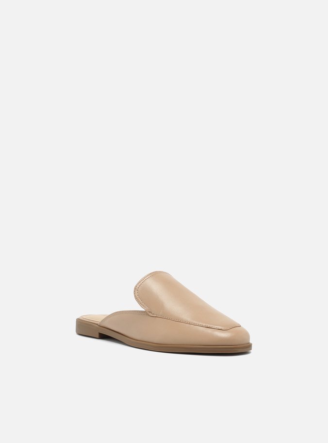 Mule Rasteira Couro Nude