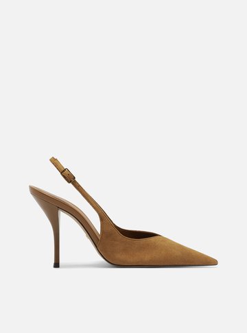 Scarpin Marrom Camurça Salto Alto Slingback