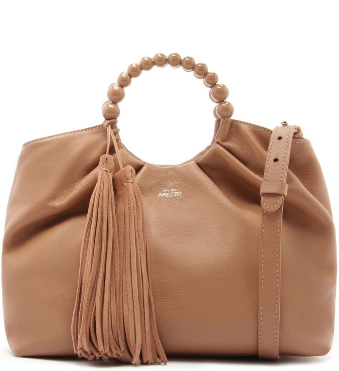 Bolsa Bucket Couro Poliana Média Soft Avelã