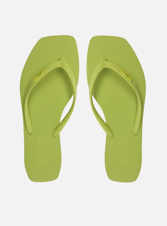 Chinelo de Dedo Verde Bico Quadrado Tiras Brizza