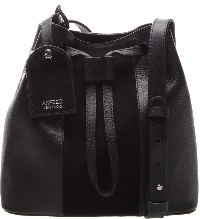 Bolsa Bucket Couro Isabel Média Preta
