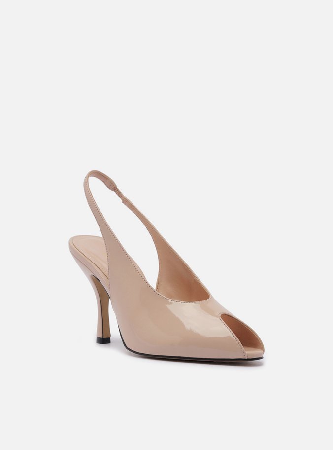 Peep Toe Rosa Verniz Salto Alto Slingback