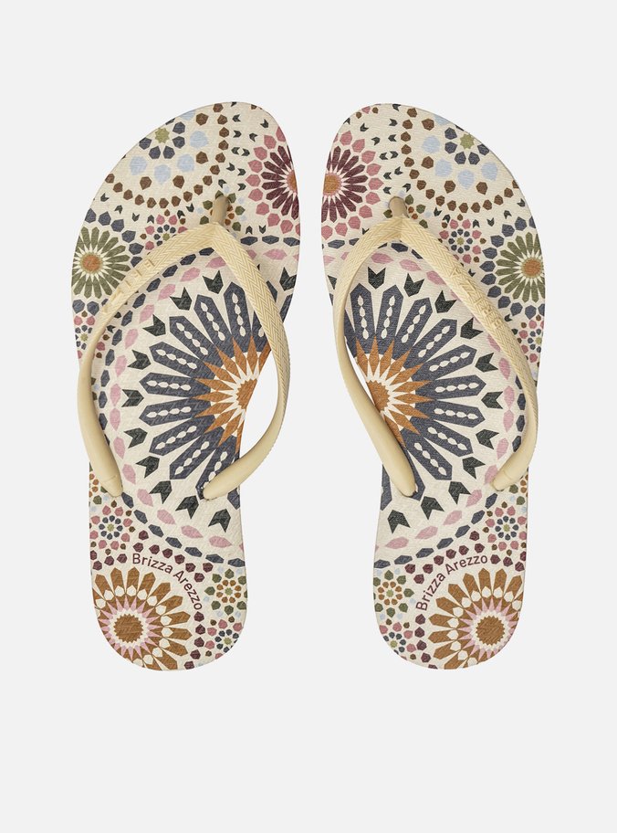 Chinelo de Dedo Branco Estampa Color Marrocos