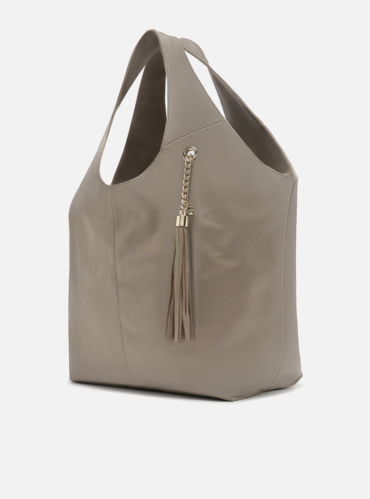 Bolsa Hobo Cinza Couro Ísis Grande — foto 2