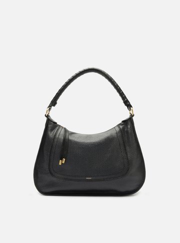 Arezzo — Bolsa Hobo Preta Couro Média Alça Trançada