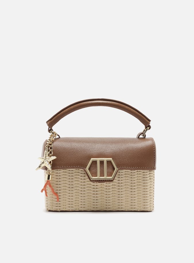 Bolsa Tiracolo Marrom Couro Média Palha