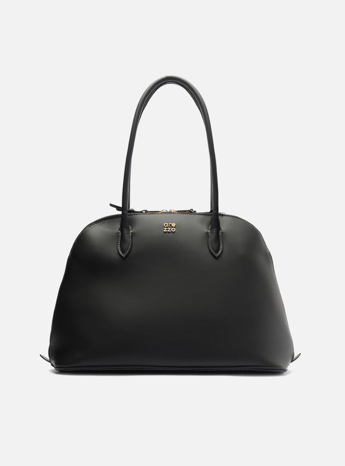 Bolsa Shopping Preta Couro Grande Assinatura