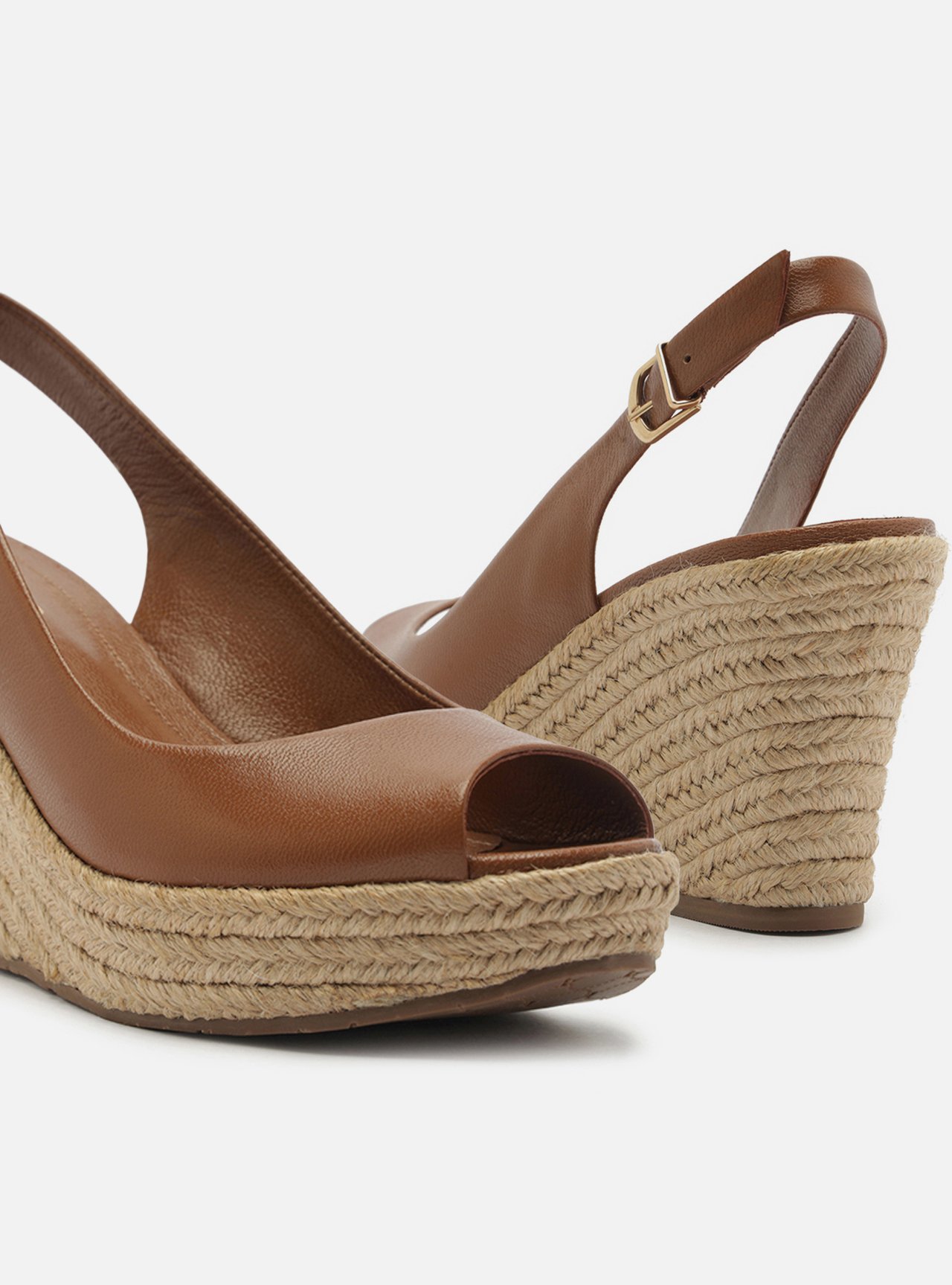Sandália Marrom Couro Plataforma Slingback — foto 4