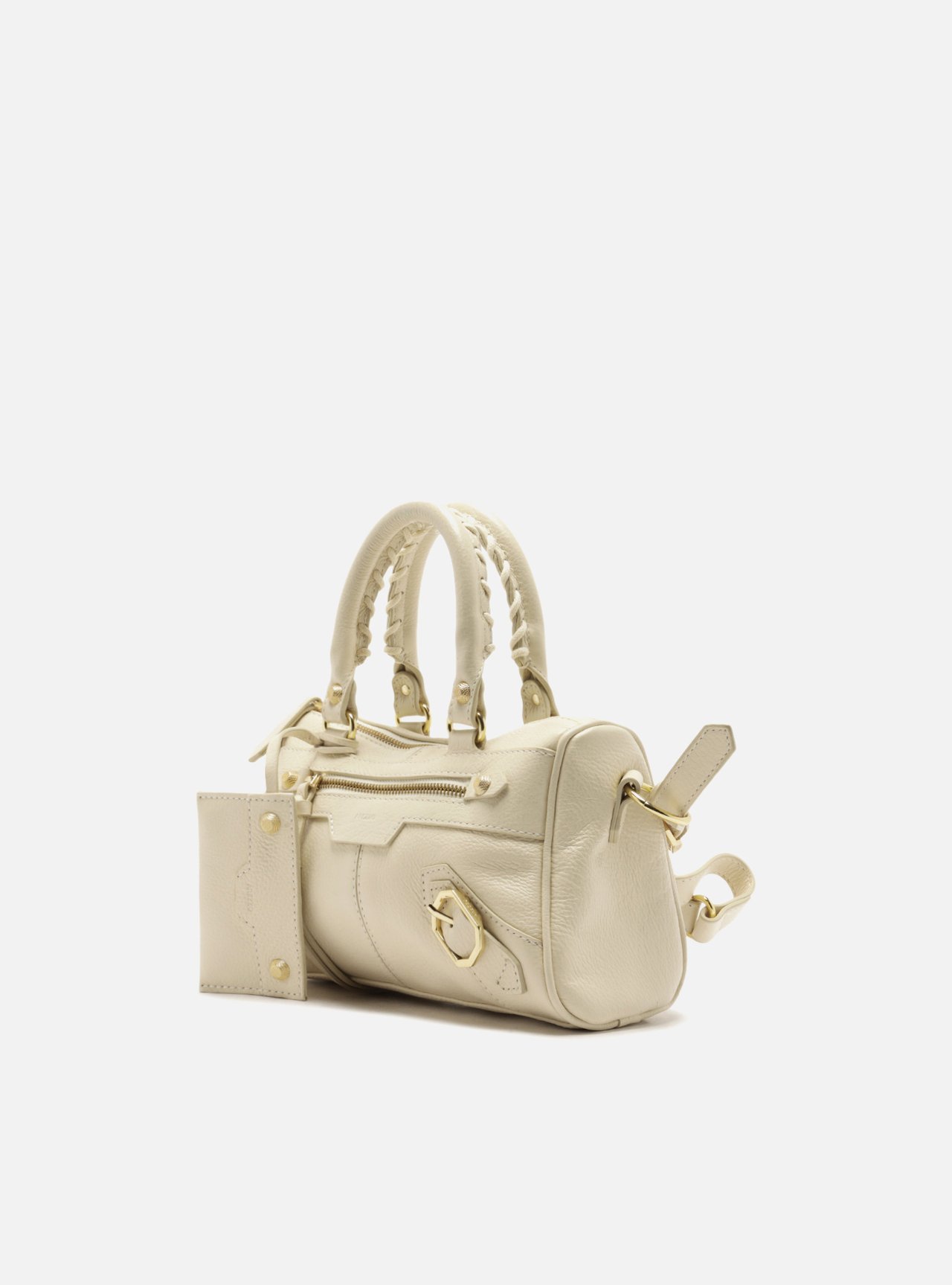Bolsa Tote Off White Couro Pequena Alça Tressê — foto 2