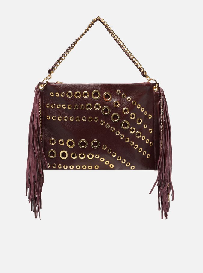 Bolsa Tiracolo Vermelha Couro Grande Franjas