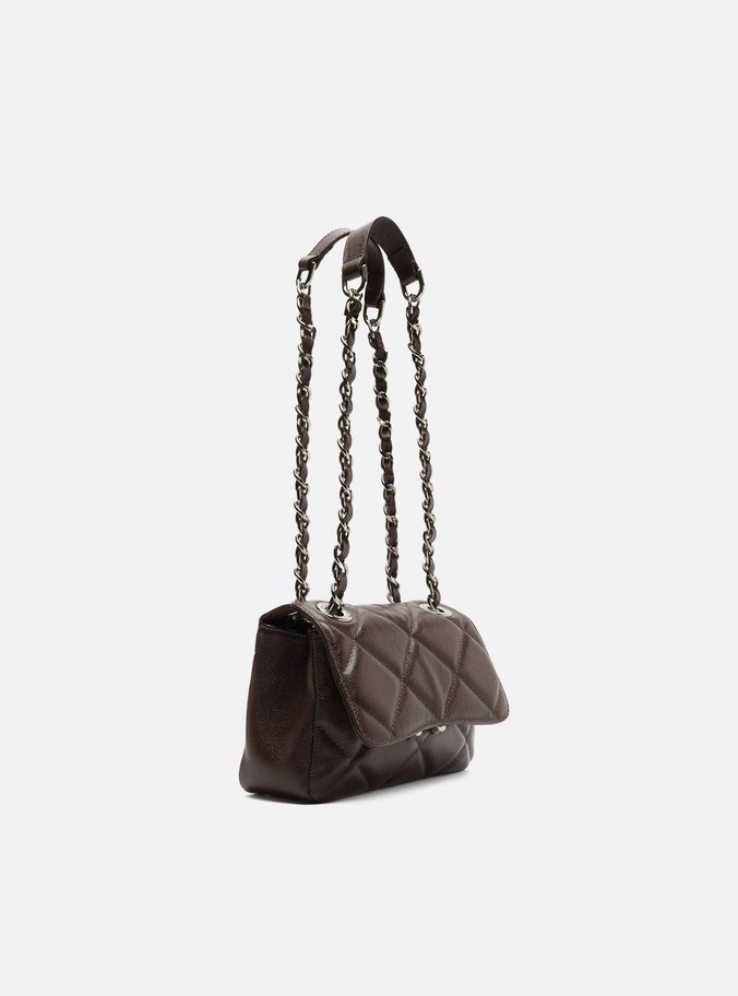 Bolsa Tiracolo Marrom Escura Couro Mizz Pequena