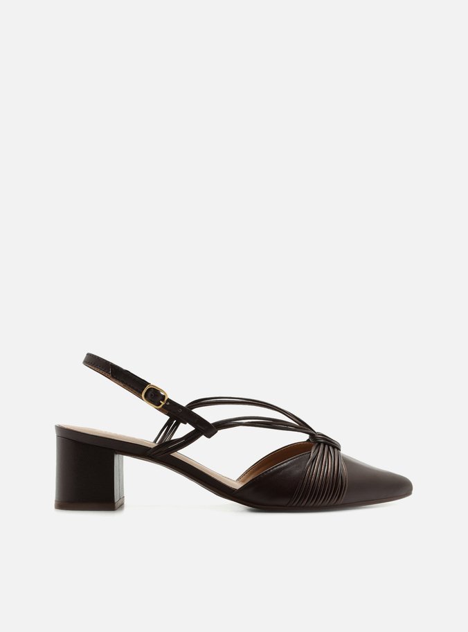 Scarpin Marrom Couro Multitiras Cacau Brown