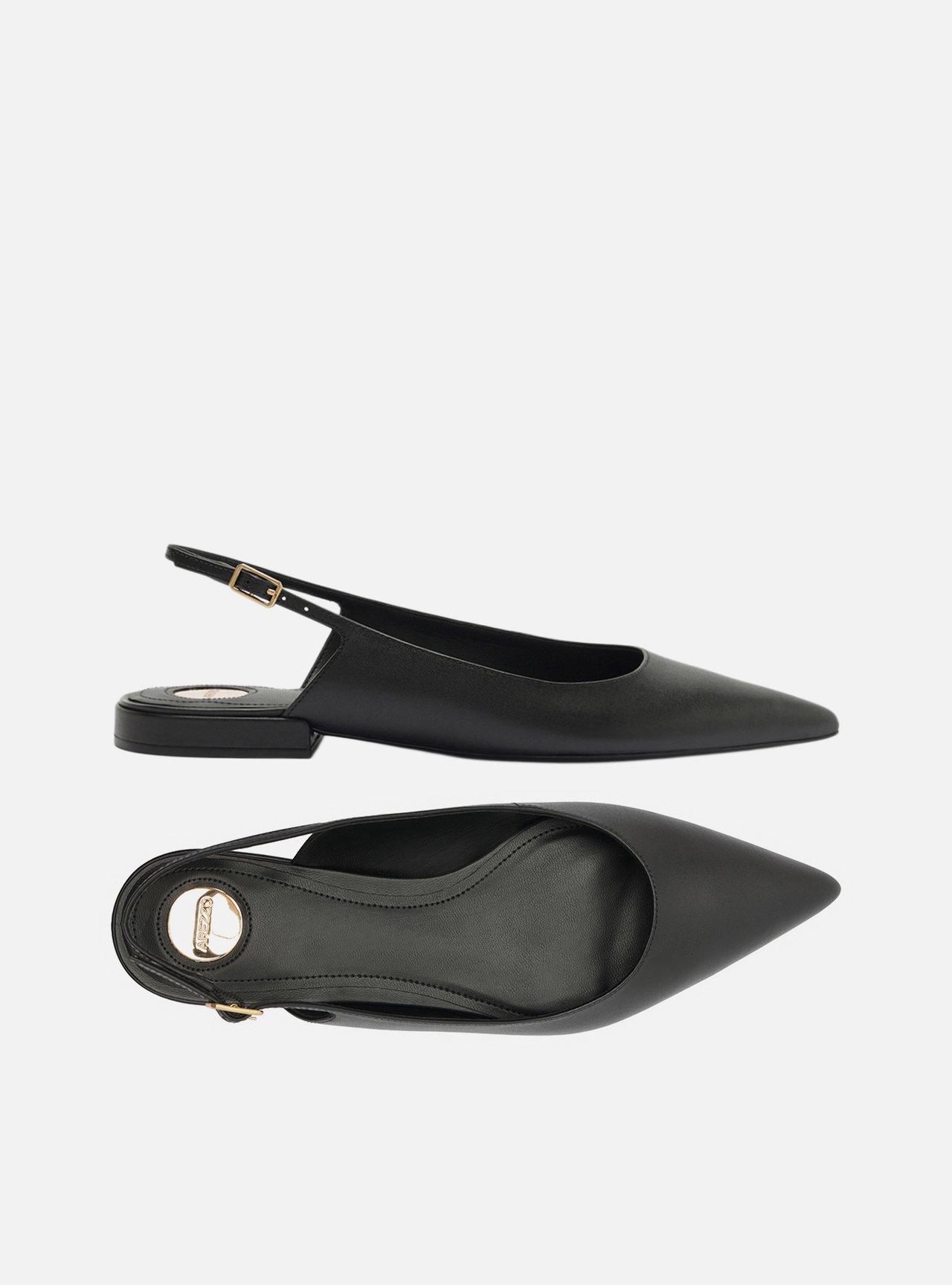 Sapatilha Preta Couro Slingback Bico Fino — foto 5