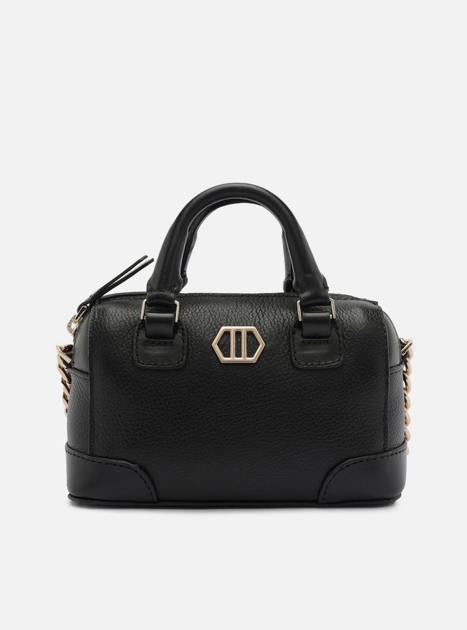 Bolsa Tiracolo Preta Couro Pequena Estruturada