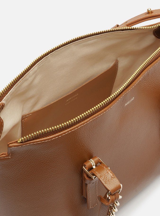 Bolsa Tote Caramelo Couro Grande Alça Corrente